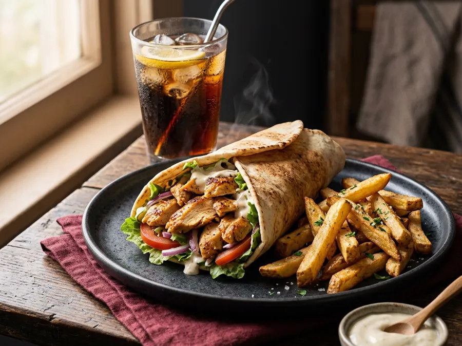 Loaded shawarma meal with fries